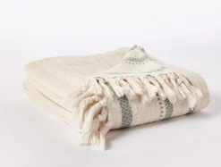 Outlet Coyuchi Bonita Organic Throw Undyed w/Lagoon