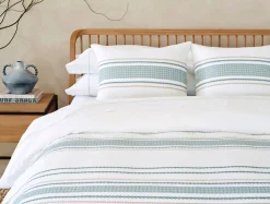 Fashion Coyuchi Cabrillo Organic Duvet Cover Alpine White w/Tidal