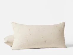 Best Coyuchi Cambria Embroidered Organic Linen Sham Natural Chambray w/Multi