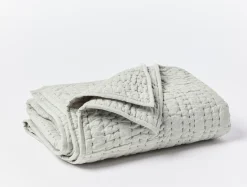 Sale Coyuchi Channel Handstitched Organic Throw Laurel Chambray