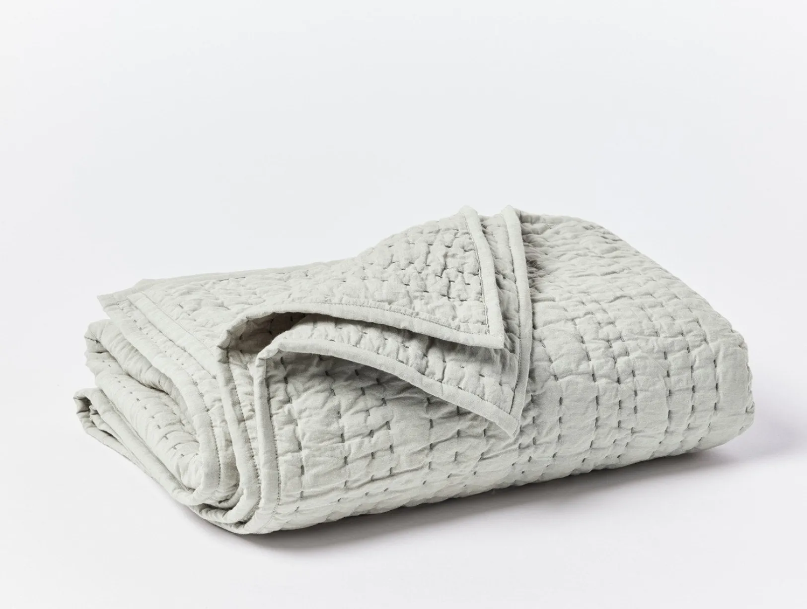 Sale Coyuchi Channel Handstitched Organic Throw Laurel Chambray