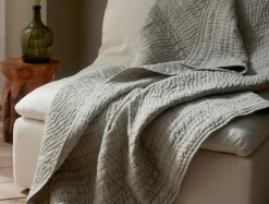 Sale Coyuchi Channel Handstitched Organic Throw Laurel Chambray