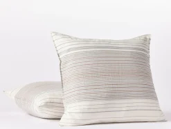Fashion Coyuchi Coastal Organic Sham Undyed w/Steel Blue Stripe