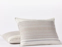 Fashion Coyuchi Coastal Organic Sham Undyed w/Steel Blue Stripe