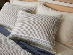 Fashion Coyuchi Coastal Organic Sham Undyed w/Steel Blue Stripe