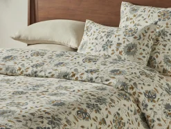 Online Coyuchi + Rejuvenation Flora Organic Print Duvet Cover Undyed w/Lagoon