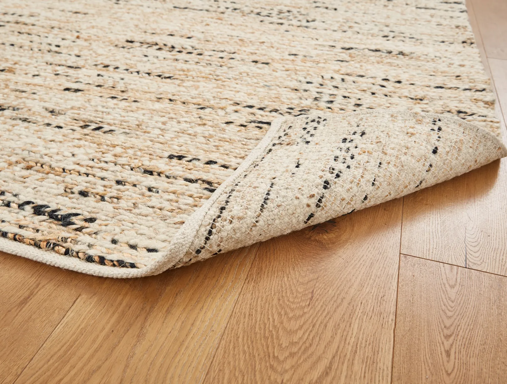New Coyuchi + Rejuvenation Kaden Braided Flatweave Wool Jute Rug Natural and Coal