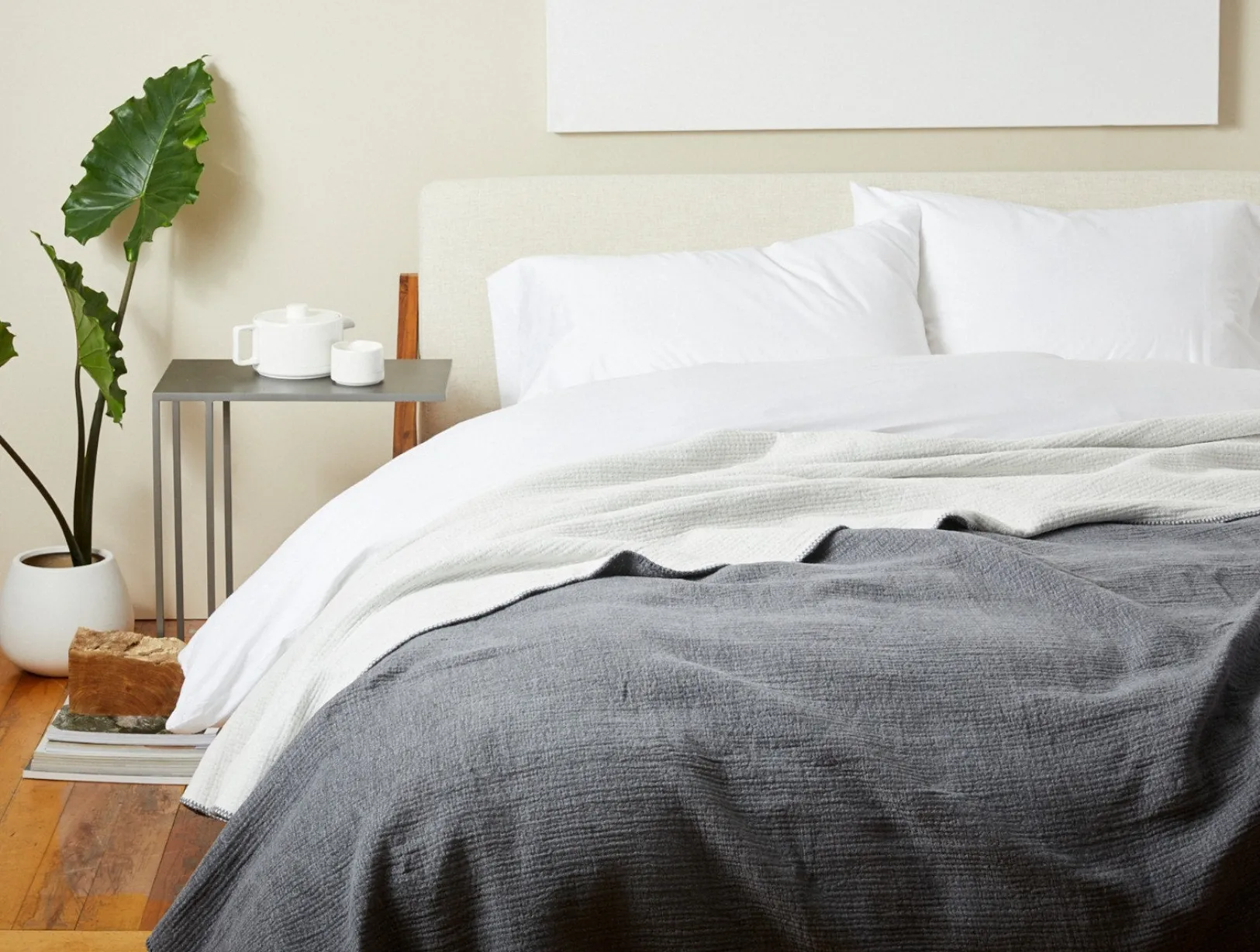 Clearance Coyuchi Cozy Cotton Organic Blanket Charcoal