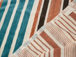 New Coyuchi Dawn Stripe Organic Beach Towel Aquamarine Stripe