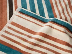 New Coyuchi Dawn Stripe Organic Beach Towel Aquamarine Stripe