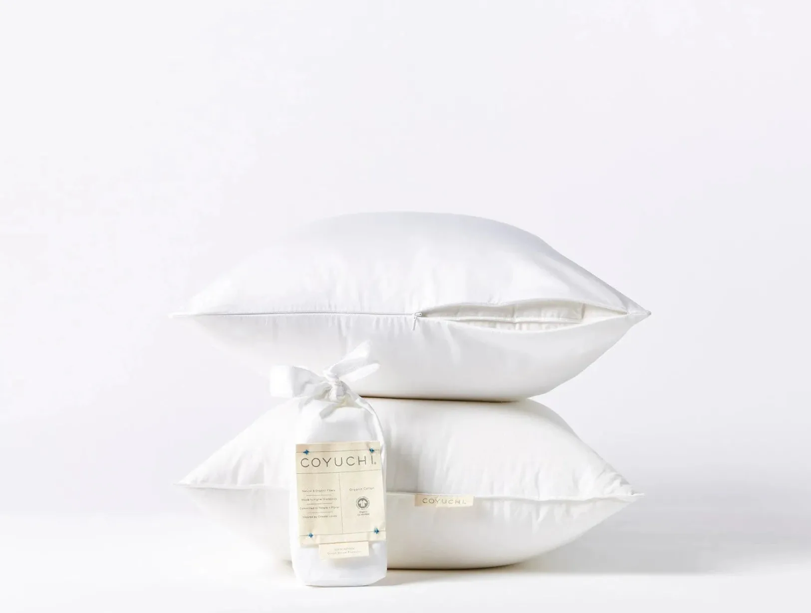 Fashion Coyuchi Down Pillows + Organic Protectors Bundle