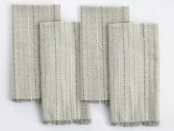 Best Coyuchi Fringe Stripe Organic Napkins, Set of 4