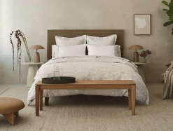 New Coyuchi Heritage Organic Percale Jacquard Duvet Cover Alpine White w/Stone