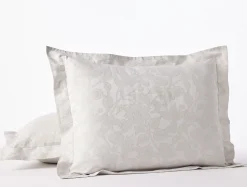 Outlet Coyuchi Heritage Organic Percale Jacquard Sham Alpine White w/Stone