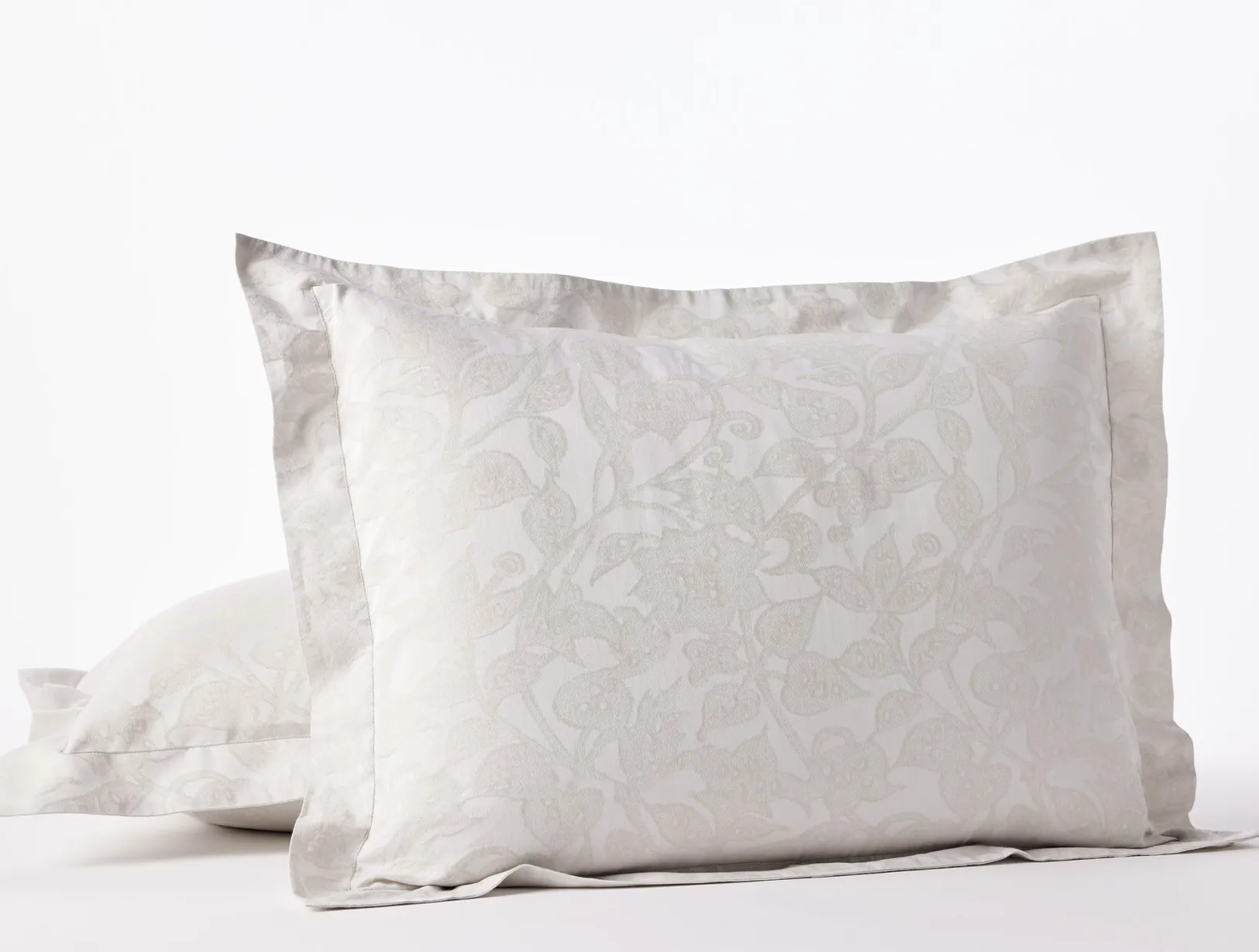 Outlet Coyuchi Heritage Organic Percale Jacquard Sham Alpine White w/Stone