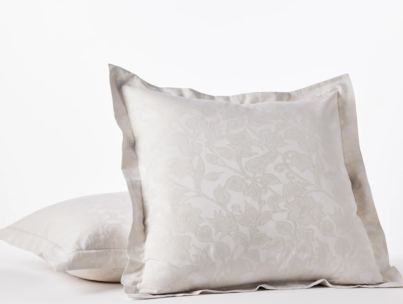 Outlet Coyuchi Heritage Organic Percale Jacquard Sham Alpine White w/Stone