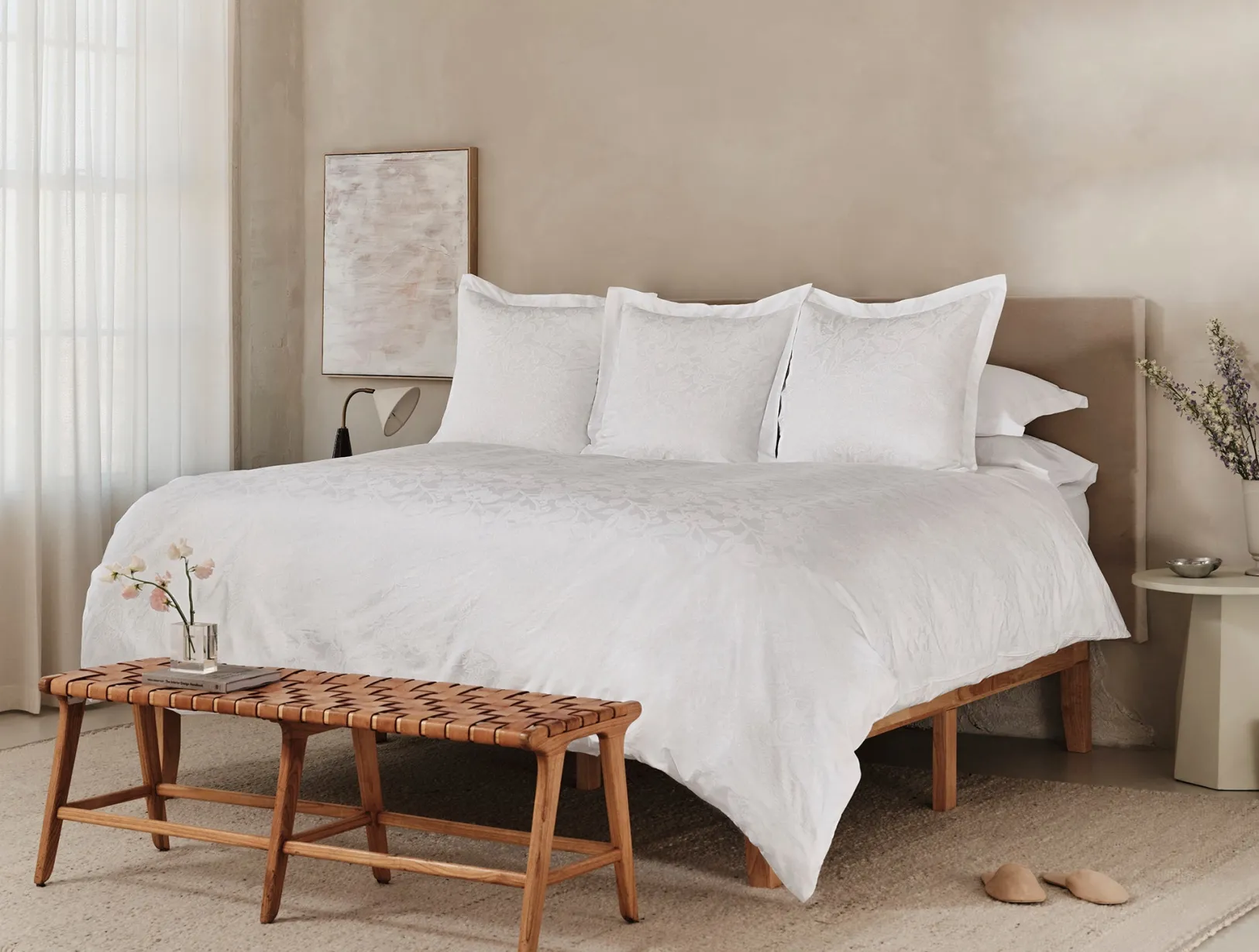 Outlet Coyuchi Heritage Organic Percale Jacquard Duvet Set