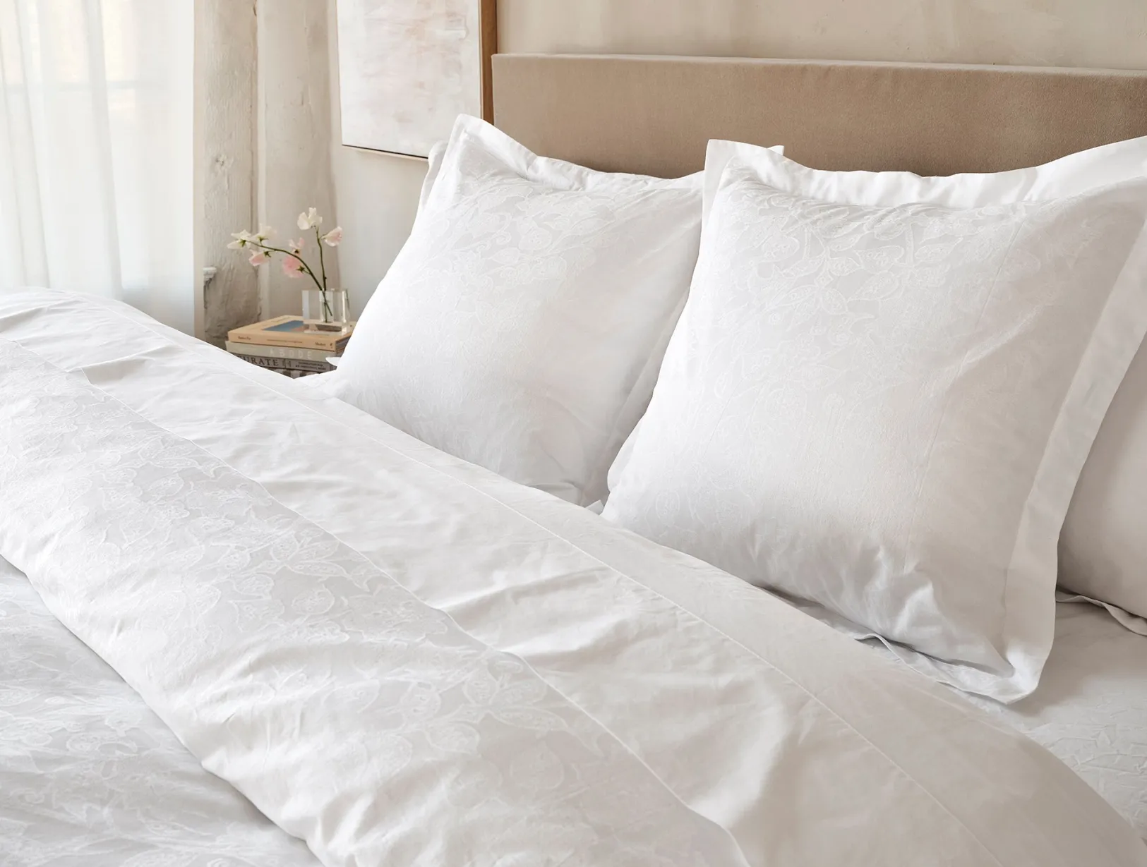 Outlet Coyuchi Heritage Organic Percale Jacquard Duvet Set