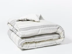 Sale Coyuchi Lost Coast Organic Duvet Cover Soft White w/Deep Graphite