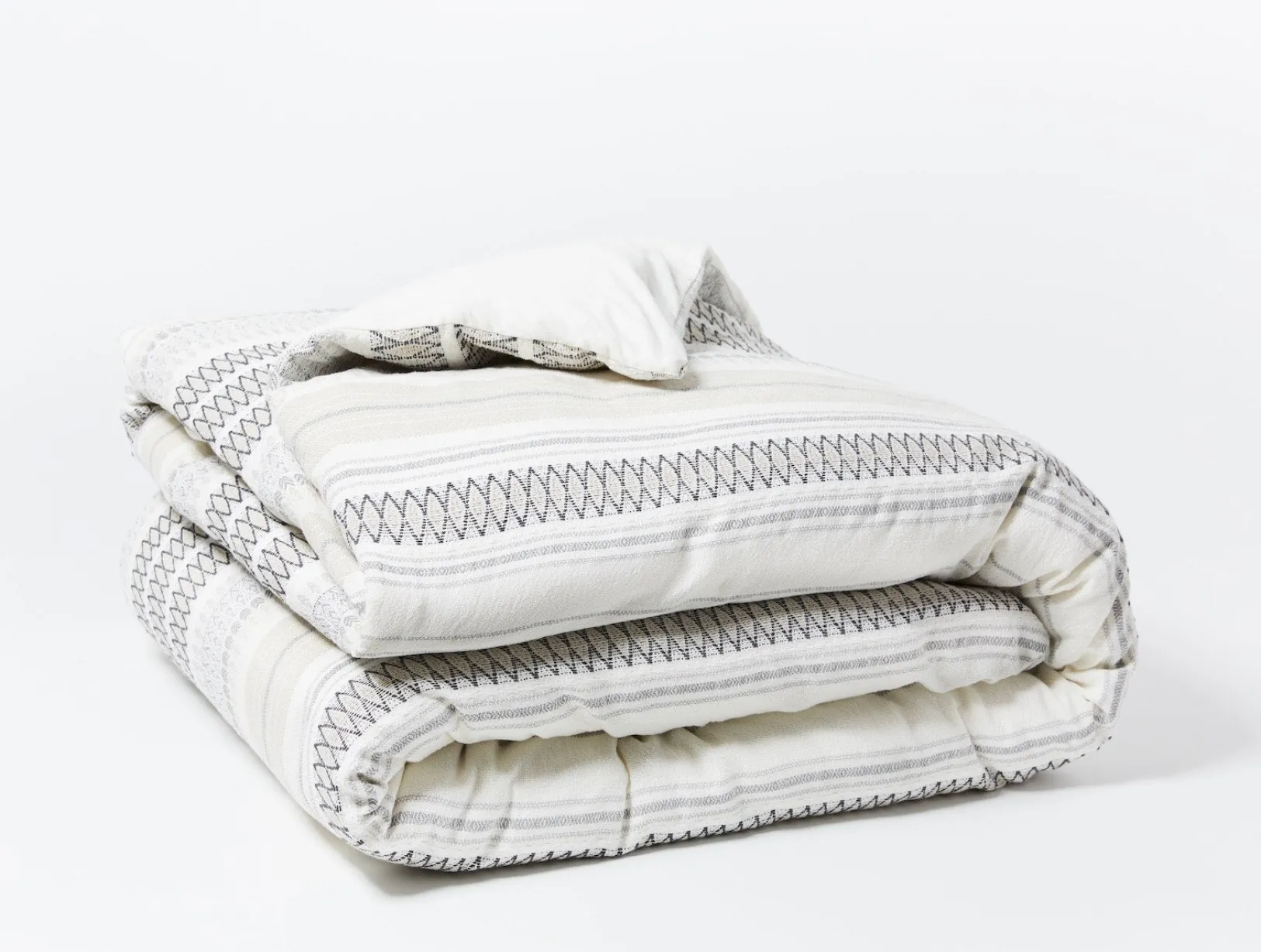 Sale Coyuchi Lost Coast Organic Duvet Cover Soft White w/Deep Graphite
