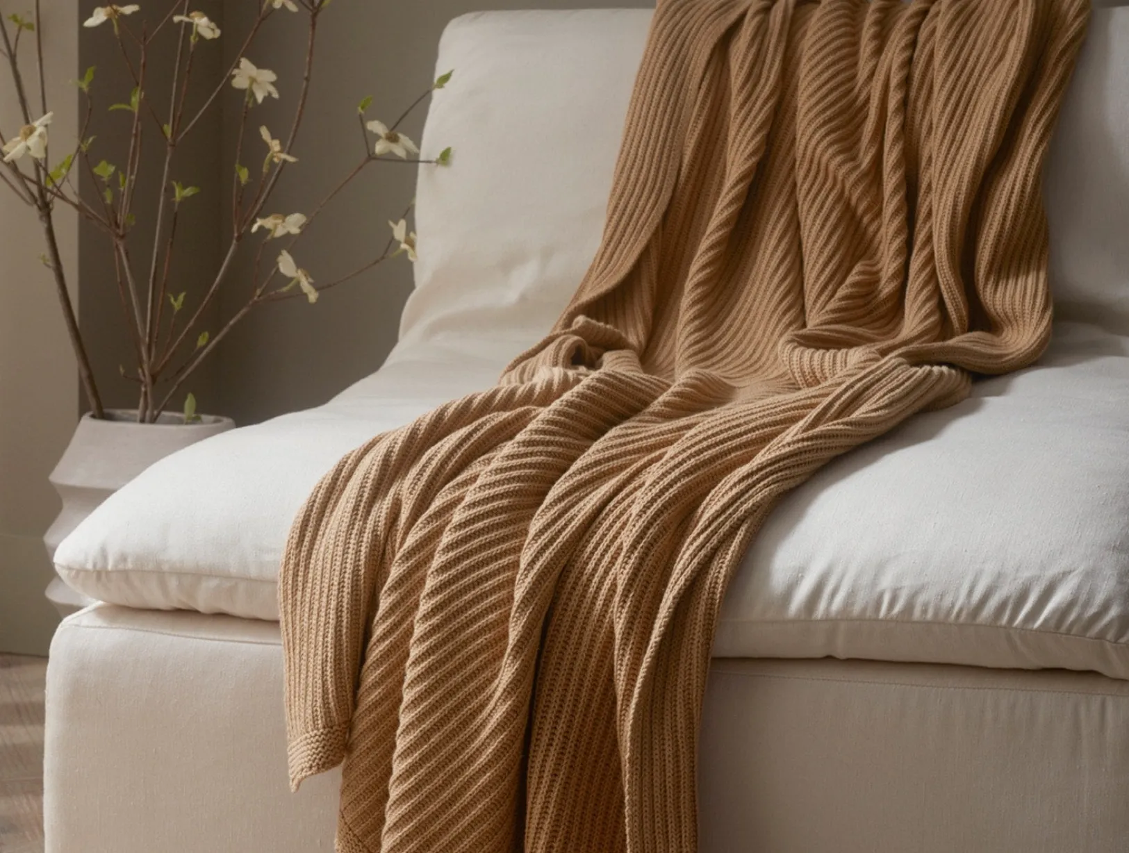 Outlet Coyuchi Madrone Organic Knit Throw Coyuchi Cotton