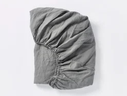 New Coyuchi Organic Relaxed Linen Fitted Sheet Slate