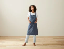 New Coyuchi Sonoma Textured Organic Apron Blue Jay