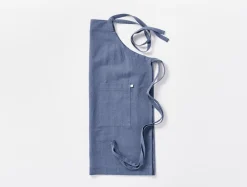 New Coyuchi Sonoma Textured Organic Apron Blue Jay