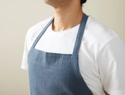 New Coyuchi Sonoma Textured Organic Apron Blue Jay