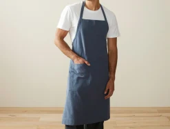 New Coyuchi Sonoma Textured Organic Apron Blue Jay