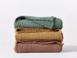 Clearance Coyuchi Topanga Organic Matelasse Throw Surf