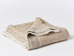 New Coyuchi Topanga Organic Matelasse Striped Throw