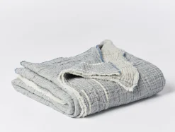New Coyuchi Topanga Organic Matelasse Striped Throw