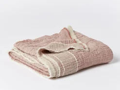 New Coyuchi Topanga Organic Matelasse Striped Throw