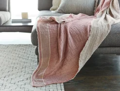 New Coyuchi Topanga Organic Matelasse Striped Throw