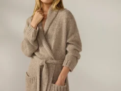 Discount Coyuchi Women's Andes Suri Alpaca Knit Robe Taupe Heather